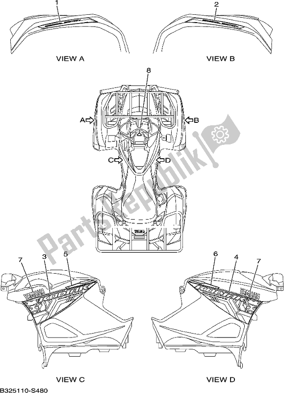 Tutte le parti per il Grafica del Yamaha YFM 700 Fbpseg 2017