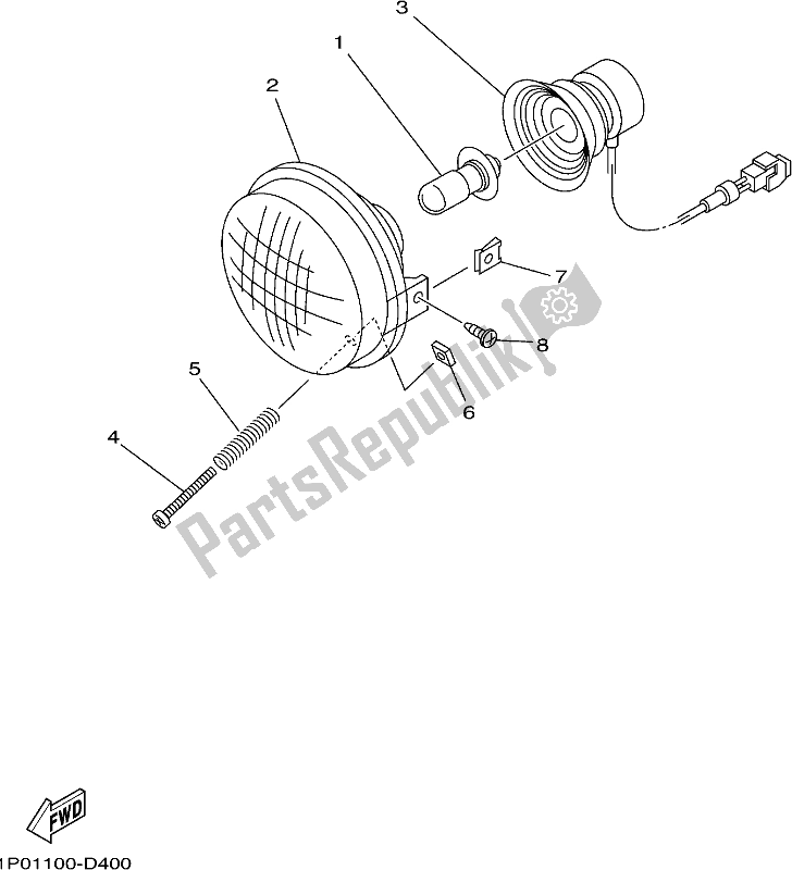 All parts for the Headlight of the Yamaha YFM 700 Fbpseg 2017