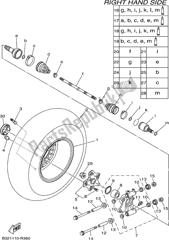 All parts for the Rear Wheel 2 of the Yamaha YFM 700 Fbpseg 2017