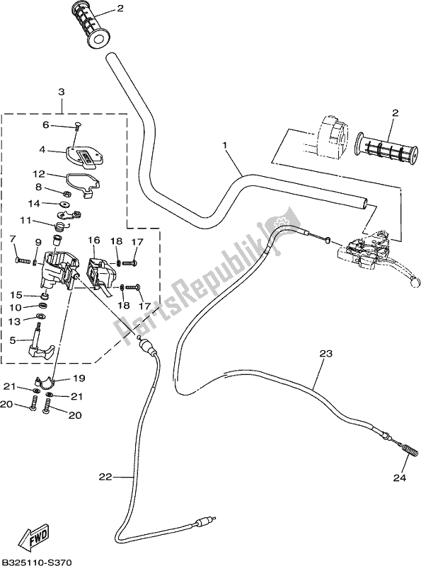 All parts for the Steering Handle & Cable of the Yamaha YFM 700 Fbpseg 2017