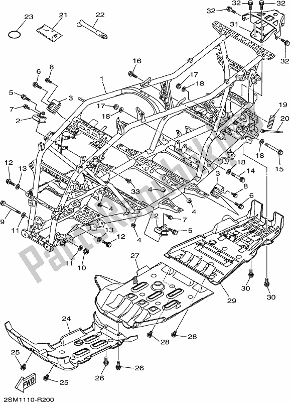 All parts for the Frame of the Yamaha YFM 700 Fbpsegh NZ Only USA 2017