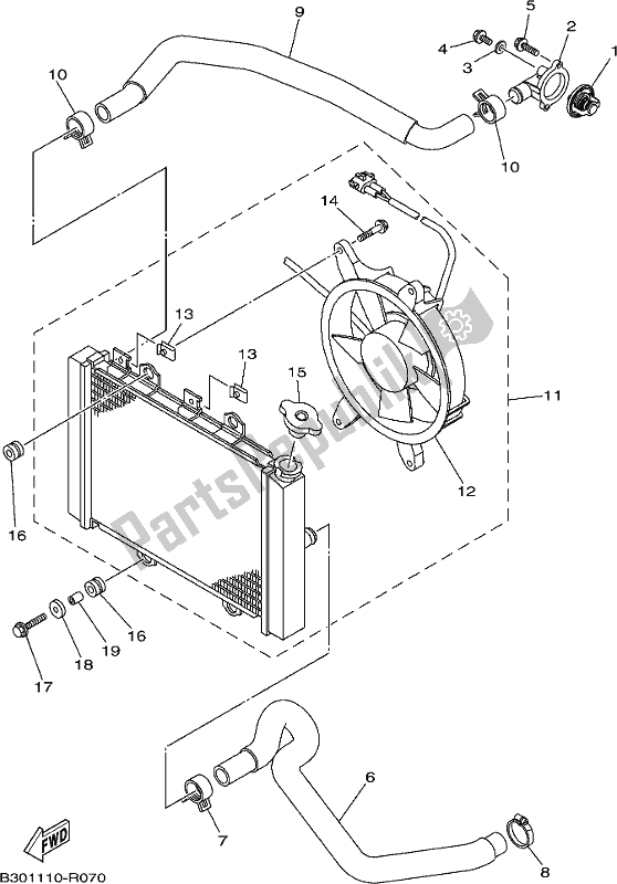 All parts for the Radiator & Hose of the Yamaha YFM 700 Fbpsegh NZ Only USA 2017