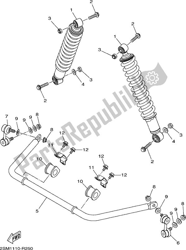 All parts for the Rear Suspension of the Yamaha YFM 700 Fbpsegh NZ Only USA 2017