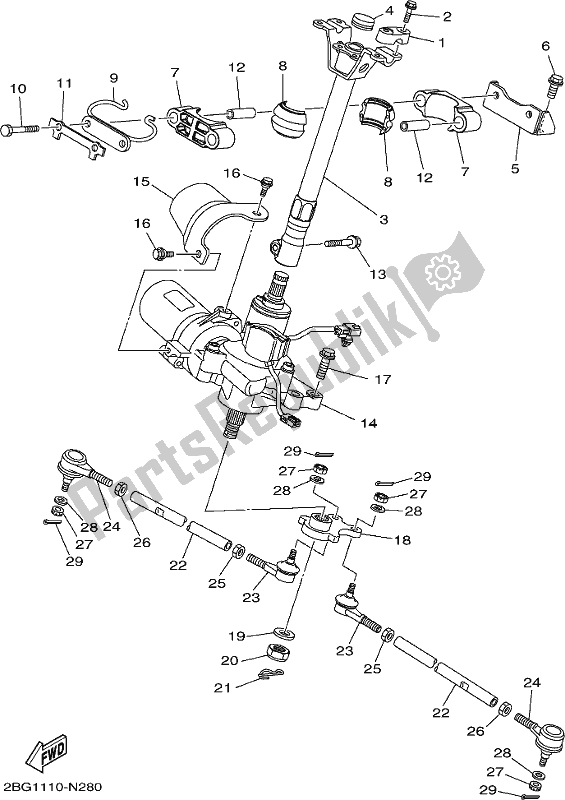 All parts for the Steering of the Yamaha YFM 700 Fbpsegh NZ Only USA 2017