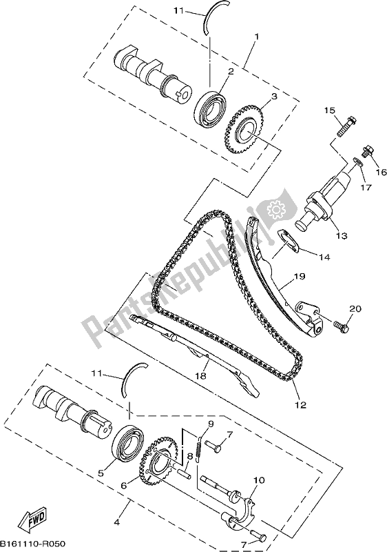 All parts for the Camshaft & Chain of the Yamaha YFM 700 Fwad 2018