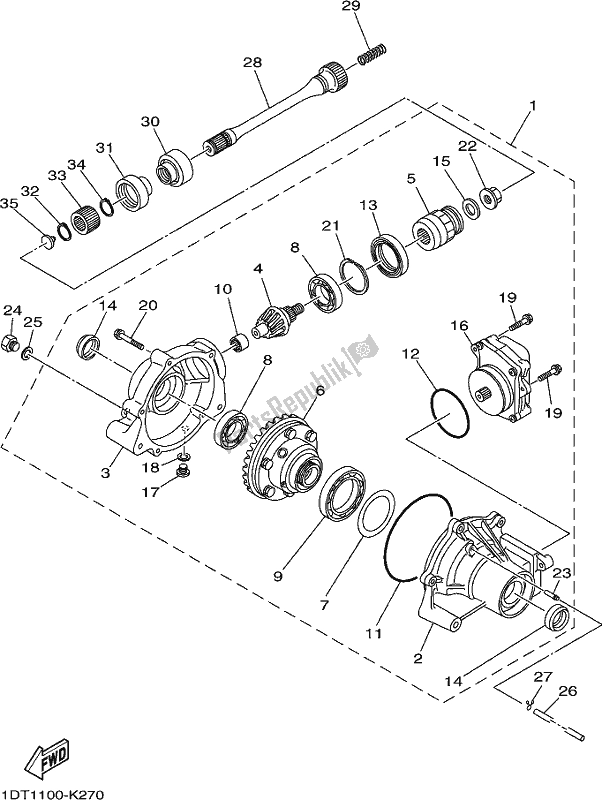 All parts for the Front Differential of the Yamaha YFM 700 Fwad 2018