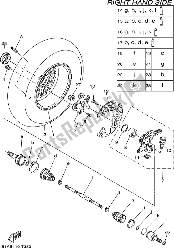 All parts for the Front Wheel 2 of the Yamaha YFM 700 Fwad 2018