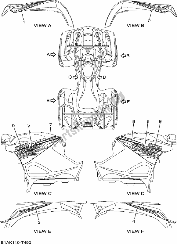 All parts for the Graphics of the Yamaha YFM 700 Fwad 2018