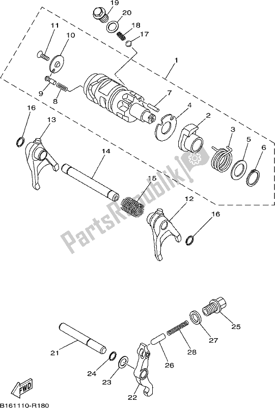 All parts for the Shift Cam & Fork of the Yamaha YFM 700 Fwad 2018