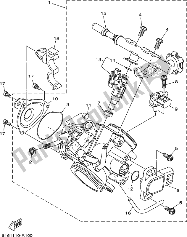 All parts for the Throttle Body Assy 1 of the Yamaha YFM 700 Fwad 2018