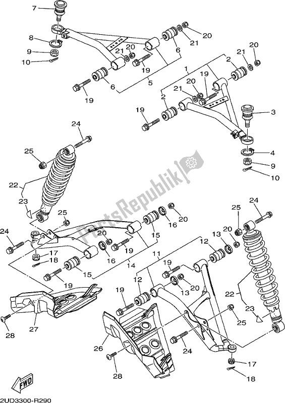 Tutte le parti per il Sospensione Anteriore E Ruota del Yamaha YFM 700 Fwad Kodiak Auto 4 WD 2018