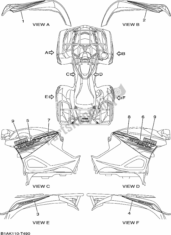 Tutte le parti per il Grafica del Yamaha YFM 700 Fwad Kodiak Auto 4 WD 2018