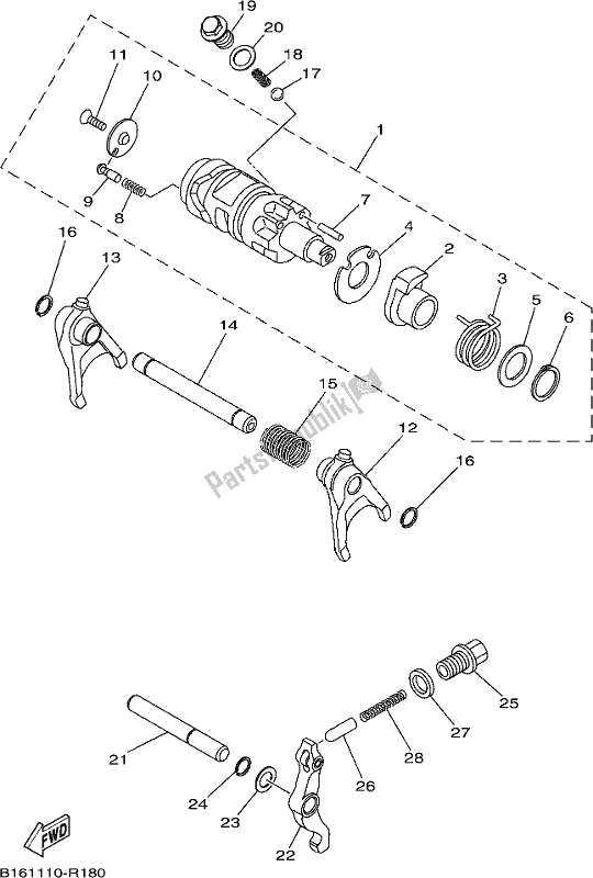 Wszystkie części do Krzywka Zmiany Biegów I Widelec Yamaha YFM 700 FWB 2018
