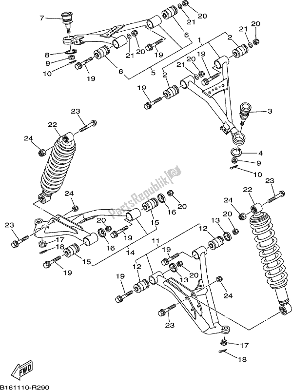 Todas las partes para Suspensión Delantera Y Rueda de Yamaha YFM 700 FWB Kodiak Auto 4 WD 2018