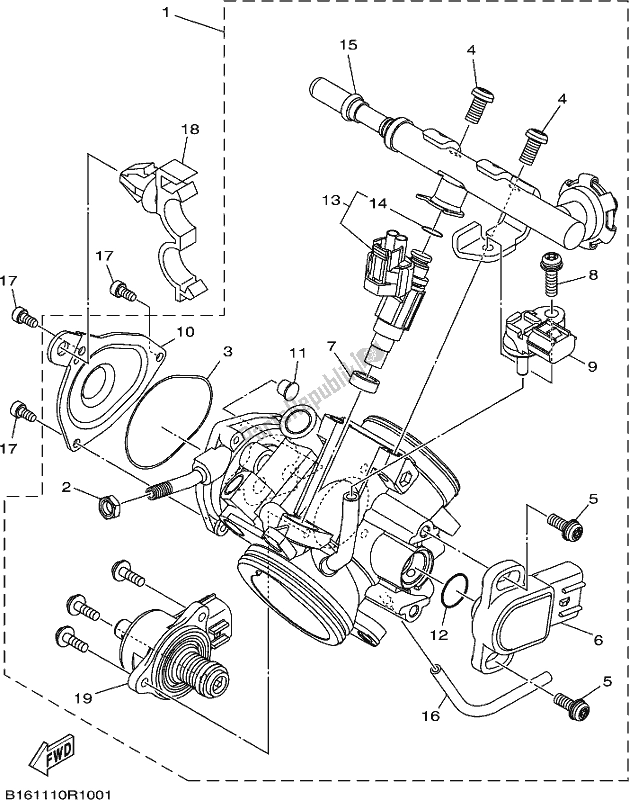 Todas las partes para Conjunto Del Cuerpo Del Acelerador 1 de Yamaha YFM 700 FWB Kodiak Auto 4 WD 2018