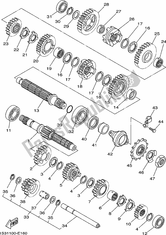 Toutes les pièces pour le Transmission du Yamaha YFM 700R 2018