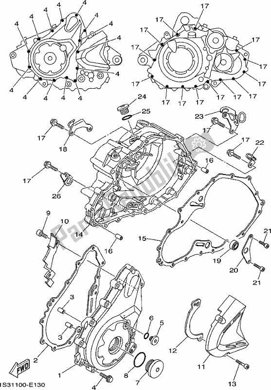 Tutte le parti per il Coperchio Del Carter 1 del Yamaha YFM 700R 2020