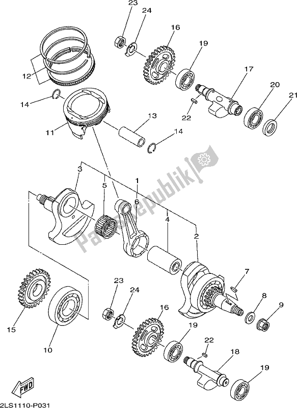 All parts for the Crankshaft & Piston of the Yamaha YFM 700R 2021