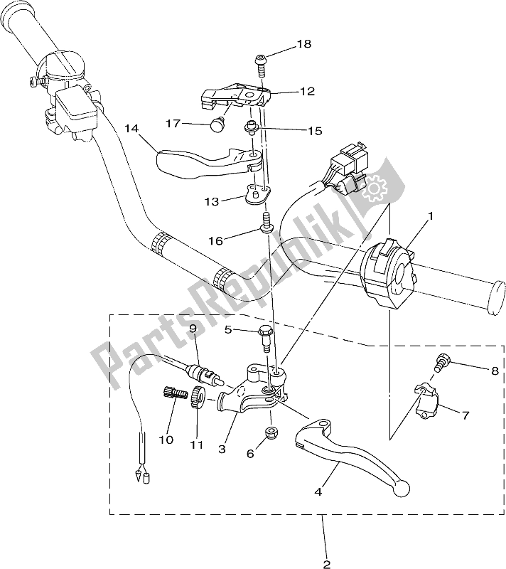 All parts for the Handle Switch & Lever of the Yamaha YFM 700R 2021