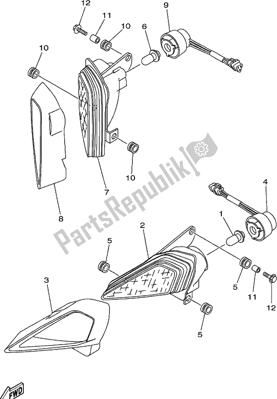 Todas as partes de Farol do Yamaha YFM 700R 2021