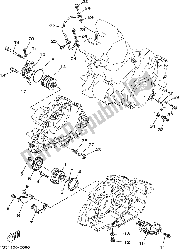 All parts for the Oil Pump of the Yamaha YFM 700R 2021