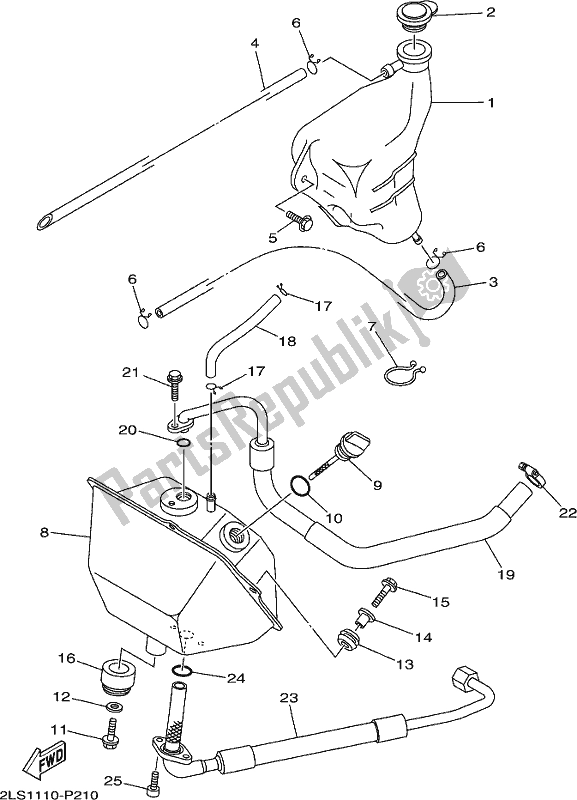 All parts for the Oil Tank of the Yamaha YFM 700R 2021