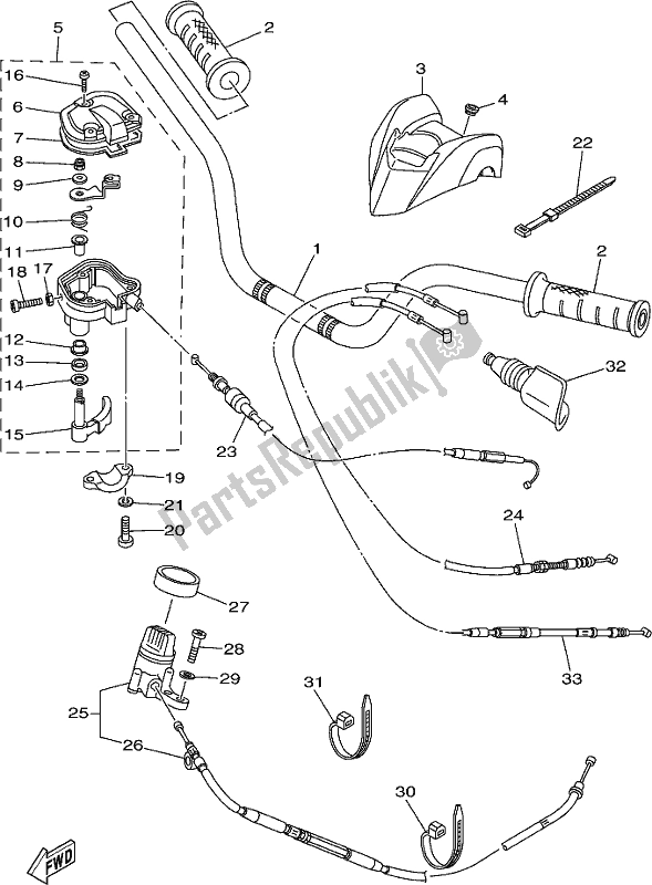 All parts for the Steering Handle & Cable of the Yamaha YFM 700R 2021