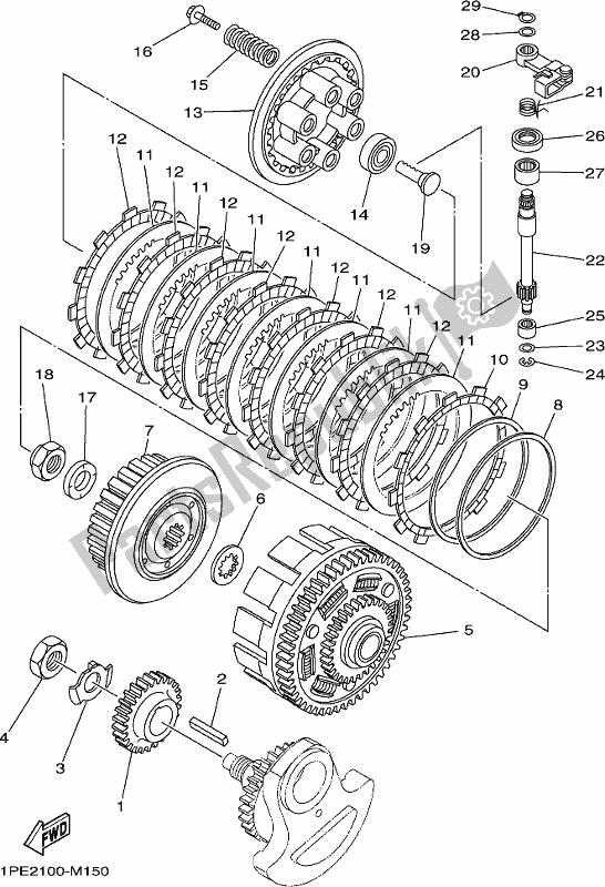 All parts for the Clutch of the Yamaha YFM 700R Raptor 700 2017