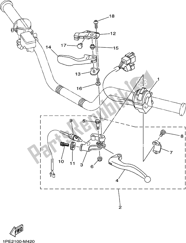 Tutte le parti per il Impugnatura Interruttore E Leva del Yamaha YFM 700R Raptor 700 2017