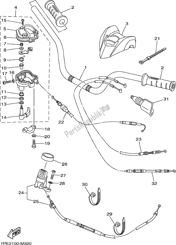 Wszystkie części do Uchwyt Kierownicy I Kabel Yamaha YFM 700R Raptor 700 2017