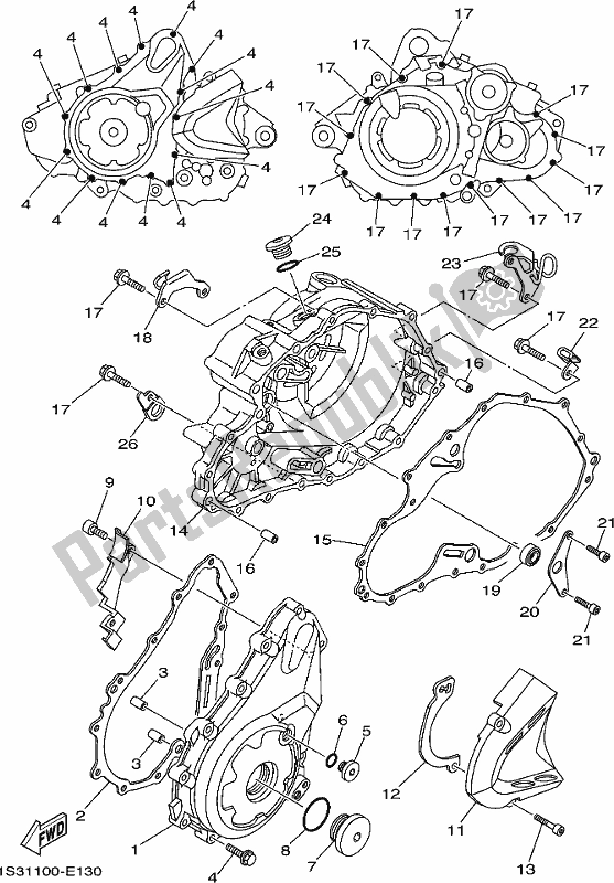 Wszystkie części do Pokrywa Skrzyni Korbowej 1 Yamaha YFM 700R Raptor 700 2019