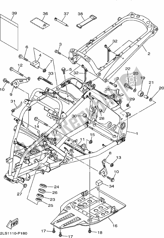 All parts for the Frame of the Yamaha YFM 700R Raptor 700 2019