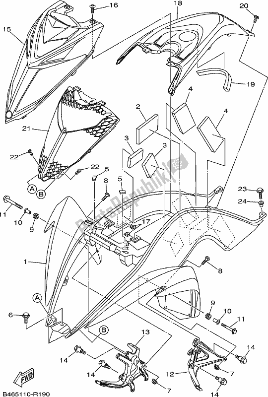 Toutes les pièces pour le Garde-boue Avant du Yamaha YFM 700R Raptor 700 2019