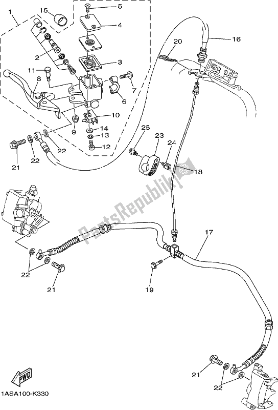 Toutes les pièces pour le Maître-cylindre Avant du Yamaha YFM 700R Raptor 700 2019