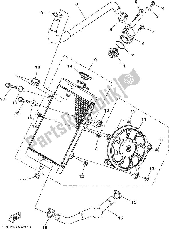 All parts for the Radiator & Hose of the Yamaha YFM 700R Raptor 700 2019