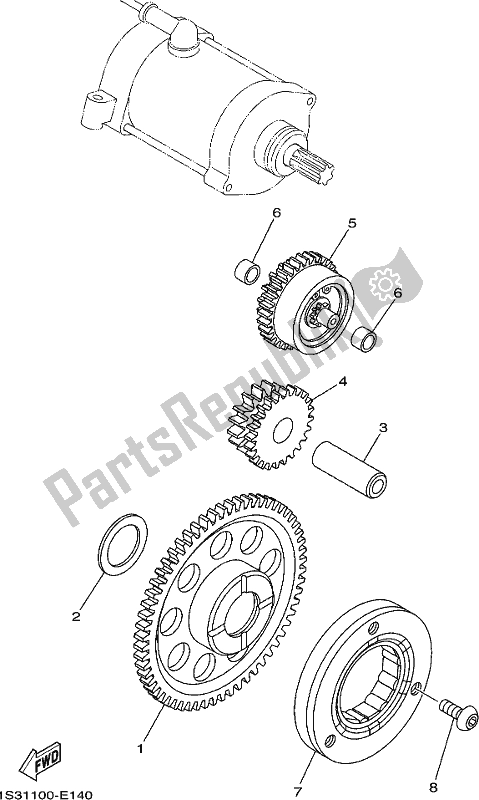 All parts for the Starter of the Yamaha YFM 700R Raptor 700 2019