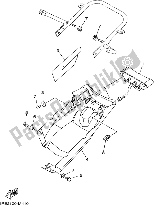 All parts for the Taillight of the Yamaha YFM 700R Raptor 700 2019