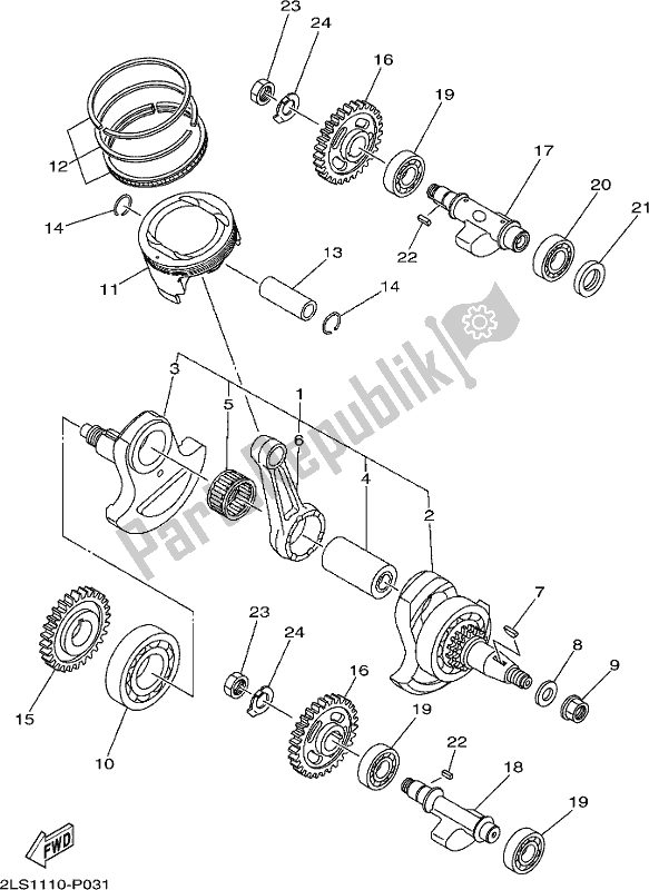 All parts for the Crankshaft & Piston of the Yamaha YFM 700R Raptor 700 2020