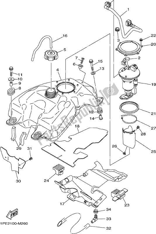 All parts for the Fuel Tank of the Yamaha YFM 700R Raptor 700 2020