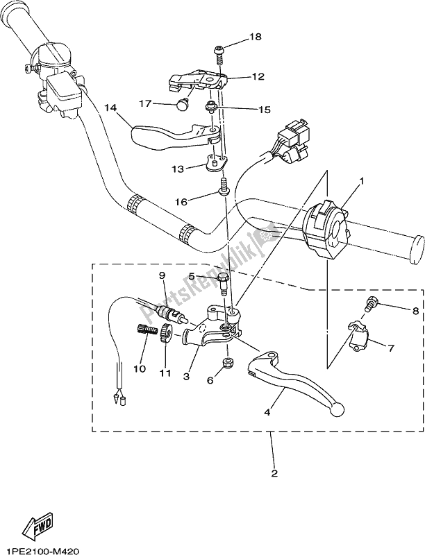 Toutes les pièces pour le Interrupteur Et Levier De Poignée du Yamaha YFM 700R Raptor 700 2020