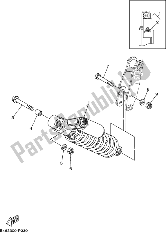 All parts for the Rear Suspension of the Yamaha YFM 700R Raptor 700 2020
