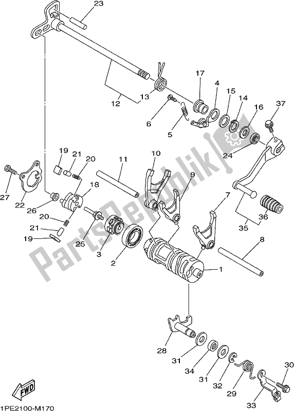 All parts for the Shift Cam & Fork of the Yamaha YFM 700R Raptor 700 2020