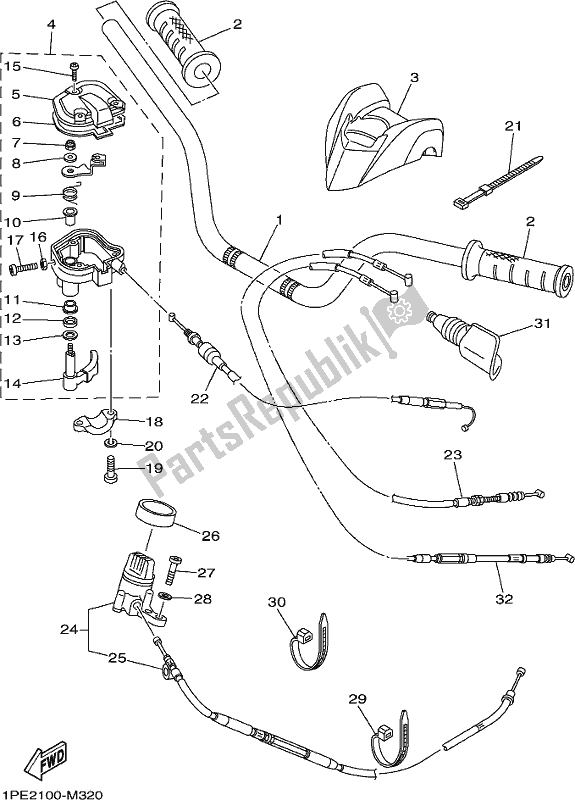 Toutes les pièces pour le Poignée Et Câble De Direction du Yamaha YFM 700R Raptor 700 2020