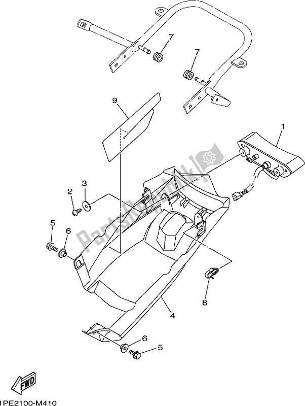 Toutes les pièces pour le Feu Arrière du Yamaha YFM 700R Raptor 700 2020