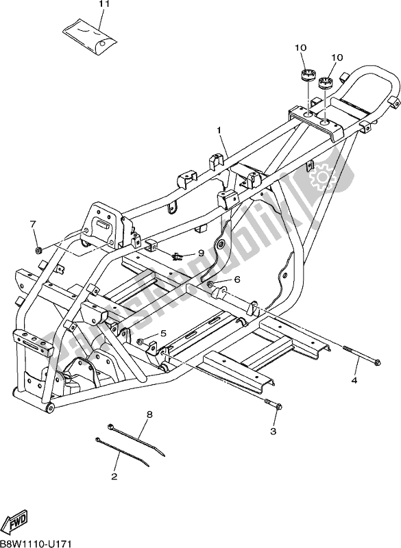 All parts for the Frame of the Yamaha YFM 90G 2020