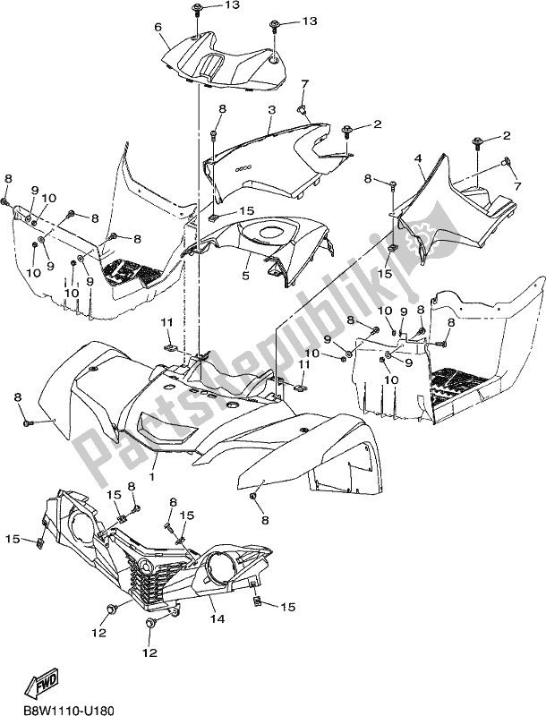 Wszystkie części do Przedni B? Otnik Yamaha YFM 90G 2020