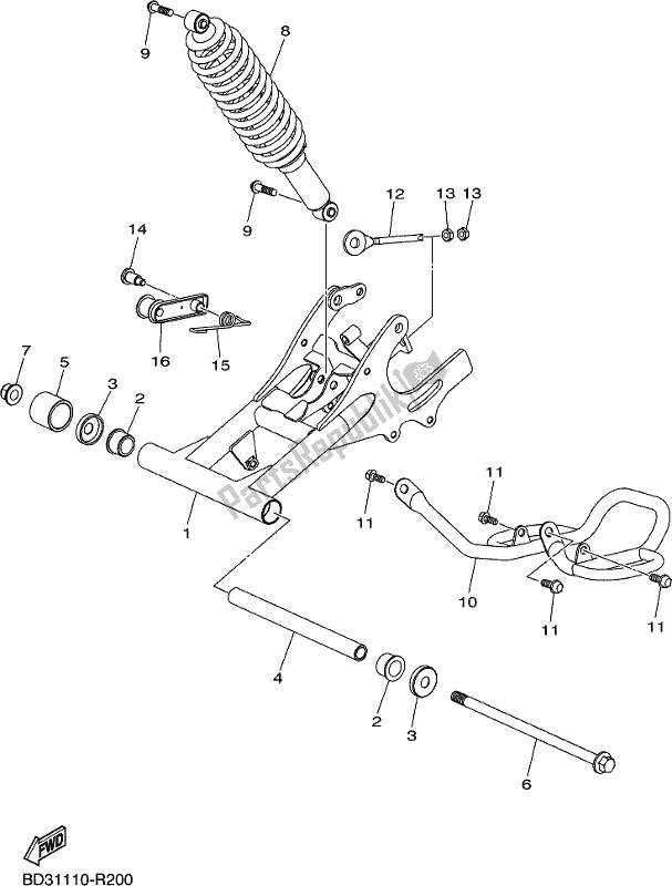 Wszystkie części do Tylne Rami? Yamaha YFM 90G 2020