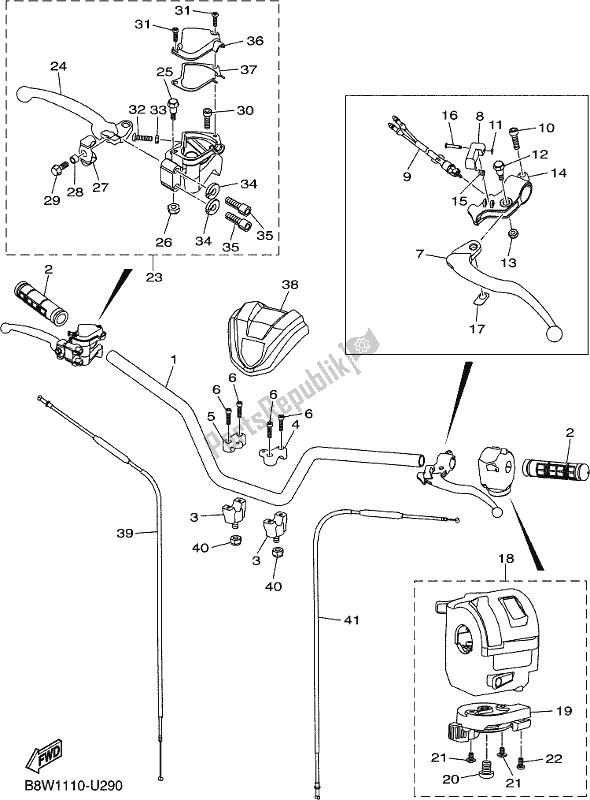 Wszystkie części do Uchwyt Kierownicy I Kabel Yamaha YFM 90G 2020