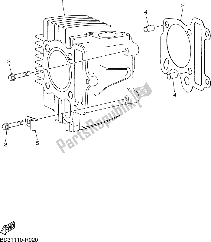 All parts for the Cylinder of the Yamaha YFM 90R 2017