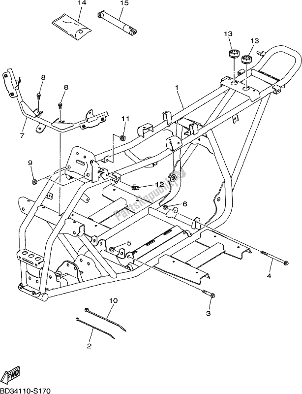 All parts for the Frame of the Yamaha YFM 90R 2017